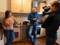 Birgit Schuster und Sven Tietzer bei den Dreharbeiten